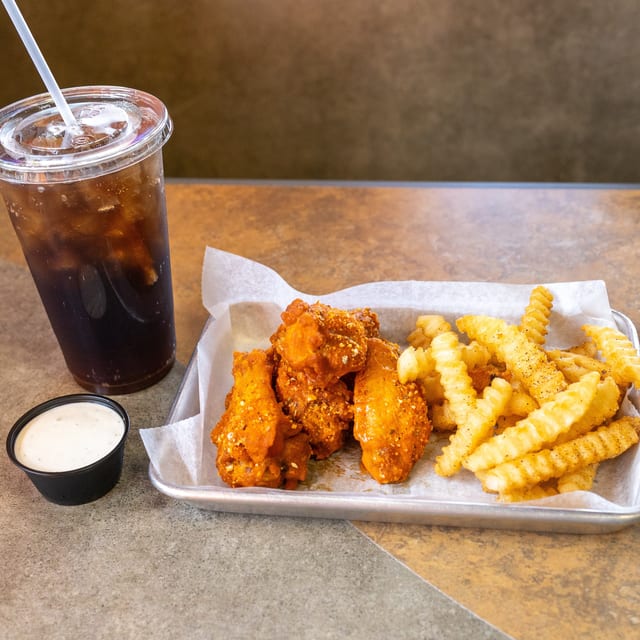 6 Wings, Fries & Drink.