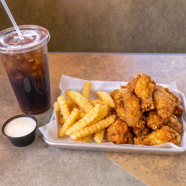 15 Wings, Fries & Drink.