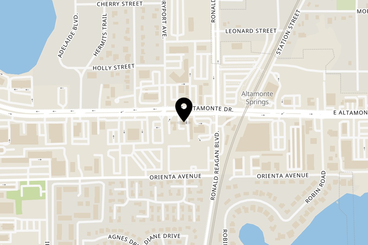 Map showing the location of The Wing Spot on 954 E Altamonte Dr in Altamonte Springs